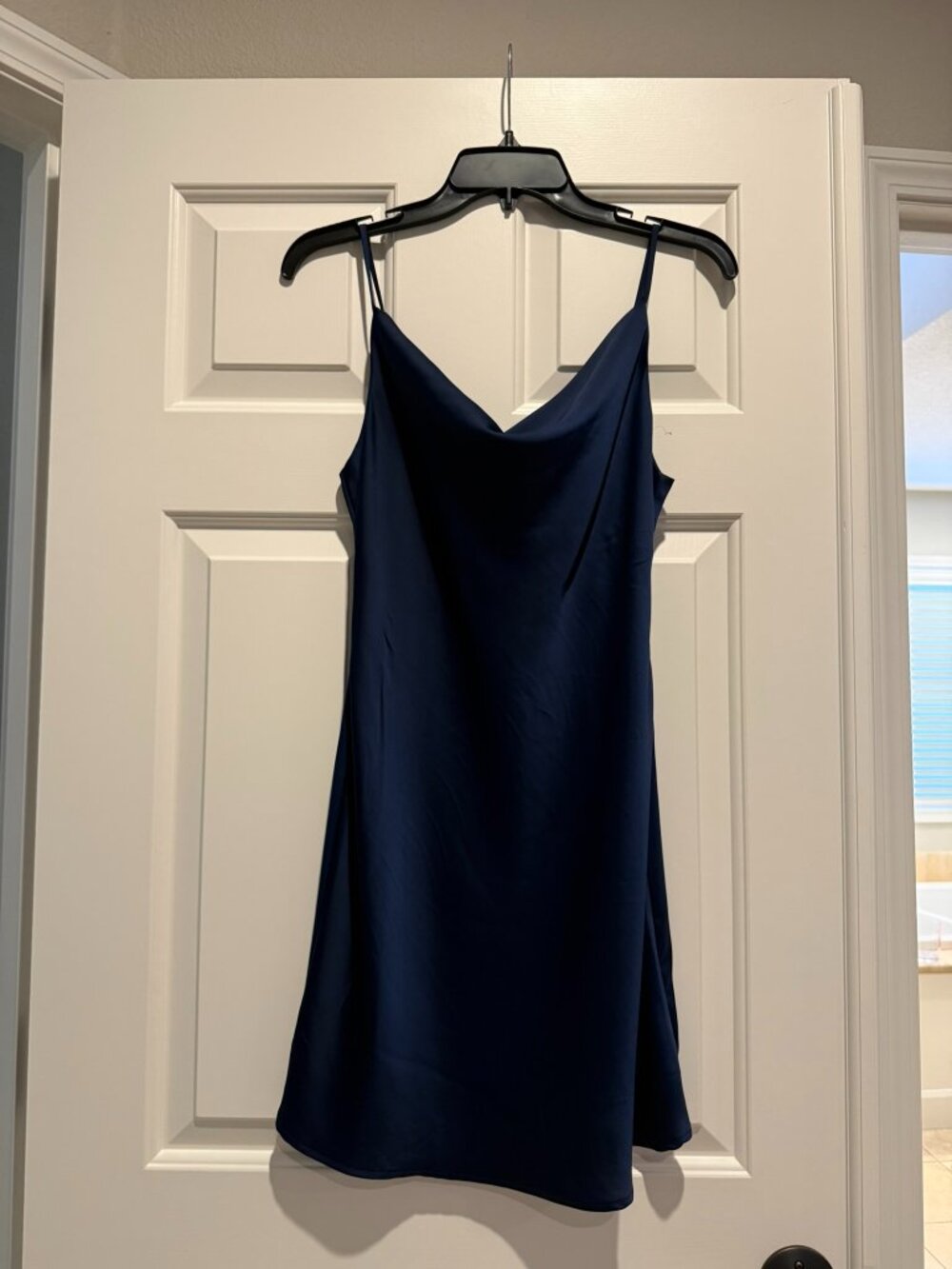 Urban Outfitters Navy Satin Cowl Neck Slip Dress Size Small